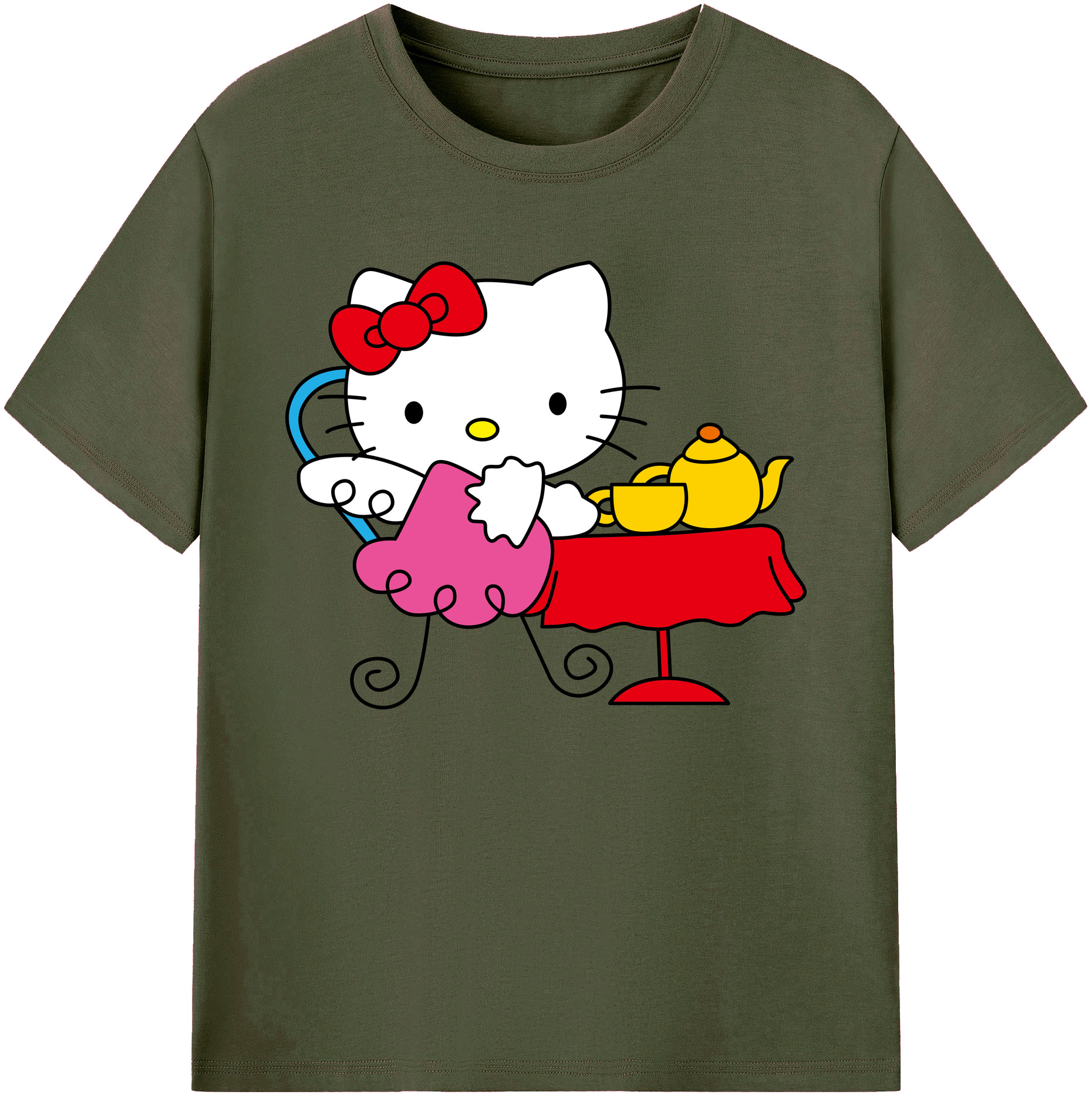 （画像用） Hello Kitty ハローキティ 綿100％ メンズ半袖Tシャツ｜肌触りやわらか＆通気性